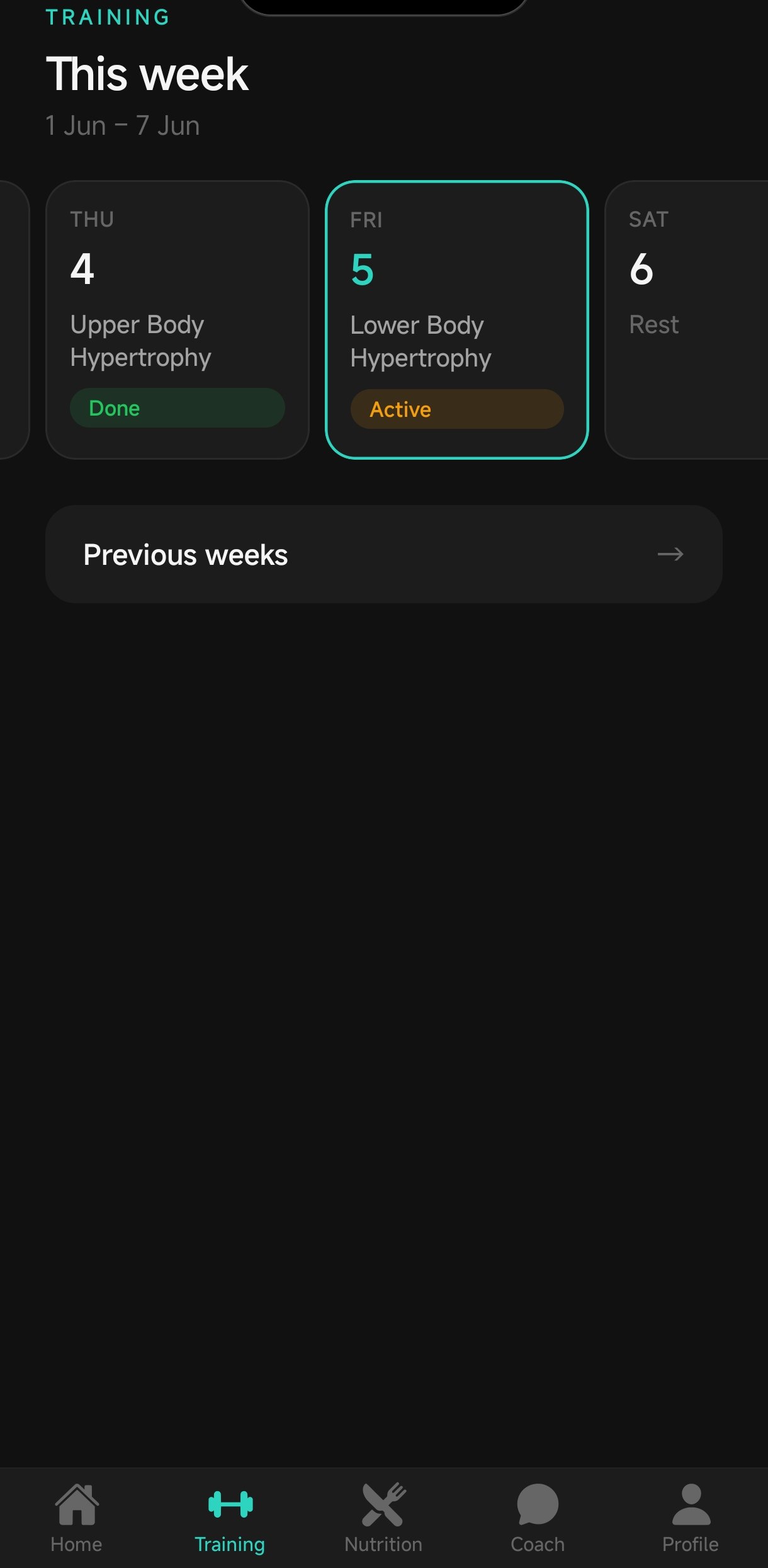 Kinta Fit weekly training plan